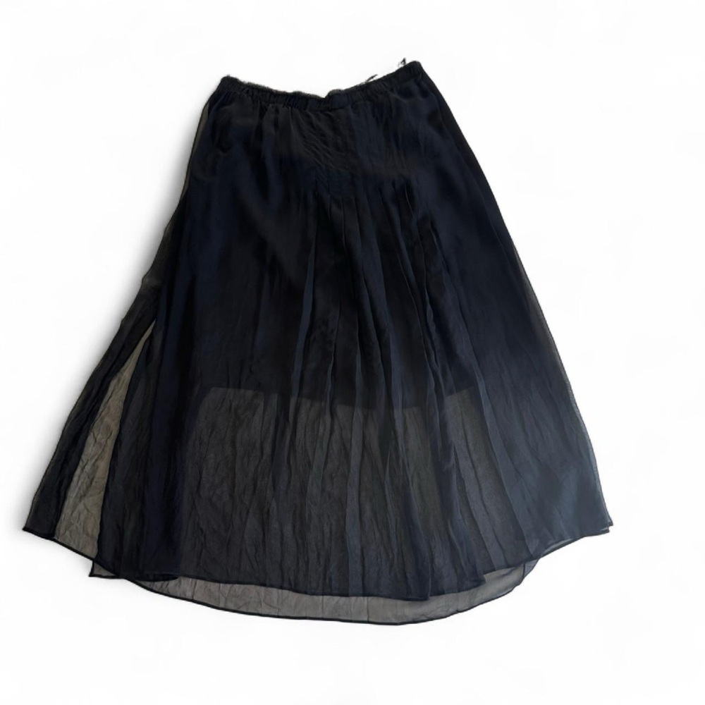 Raquel Allegra - Chiffon Gauze Black Maxi Wrap Skirt - SZ 3